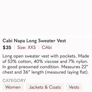 Serenity sweater by cabi.  Small but fits like large.  Great for work or casual